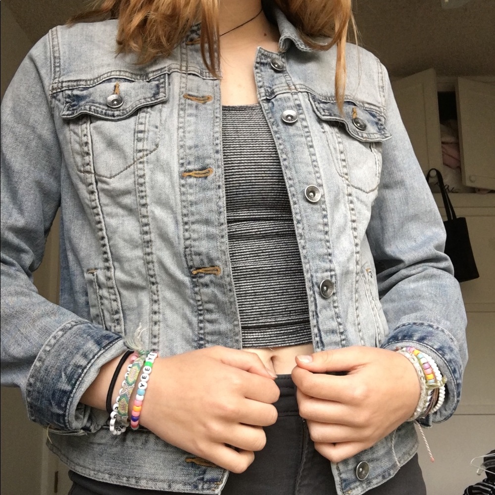 light-wash jean jacket
